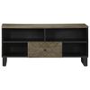 vidaXL TV Cabinet Black Solid mango wood, engineered wood, metal Medium