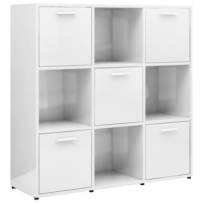 vidaXL Book Cabinet High Gloss White 35.4"x11.8"x35.4" Engineered Wood