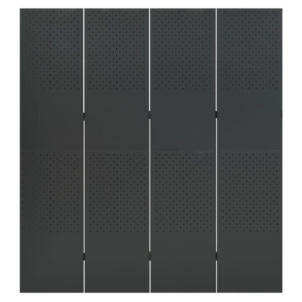 vidaXL 4-Panel Room Divider Anthracite 63"x70.9" Steel