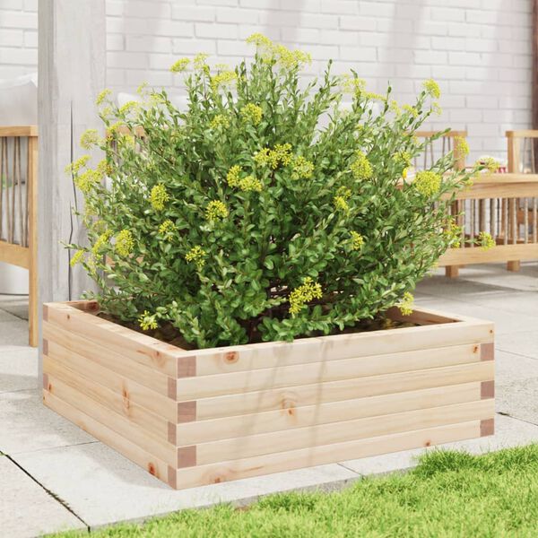 vidaXL Garden Planter Natural Wood Solid Pine Wood Medium Garden Planter