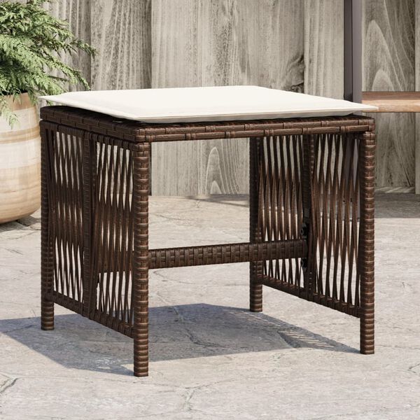 vidaXL Garden Stool Set of 4 Brown Poly Rattan Small