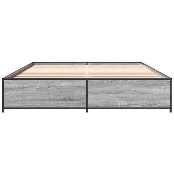 vidaXL Bed Frame Grey Sonoma Engineered wood, steel Double Durable