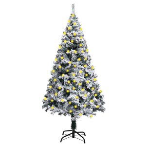 vidaXL Artificial Christmas Tree Green with flocked white snow PVC, Steel