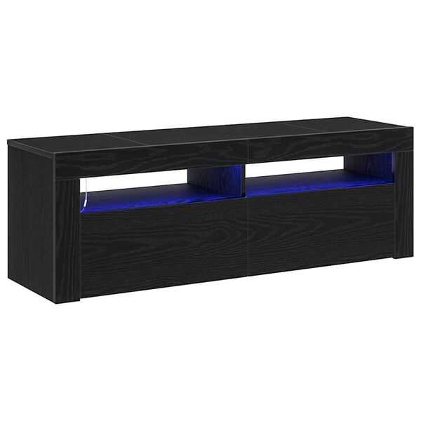 vidaXL TV Cabinet Black Oak 47.24 x 13.78 x 15.75 in Engineered Wood