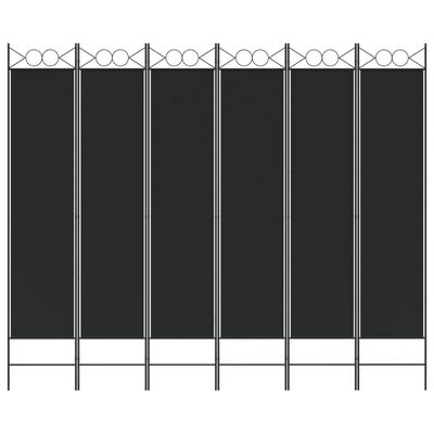 vidaXL 6-Panel Room Divider Black 94.5"x78.7" Fabric