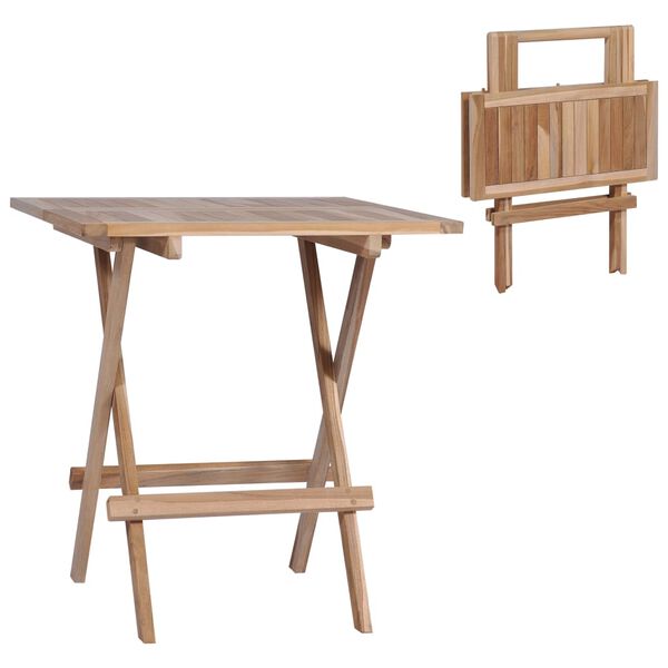 vidaXL Folding Bistro Table 23.6"x23.6"x25.6" Solid Teak Wood