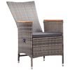 vidaXL Dining Set Grey PE rattan Large Adjustable Armrests Dining Set