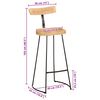 vidaXL Bar Stool Set of 2 Brown and Black Solid Mango Wood, Iron Medium