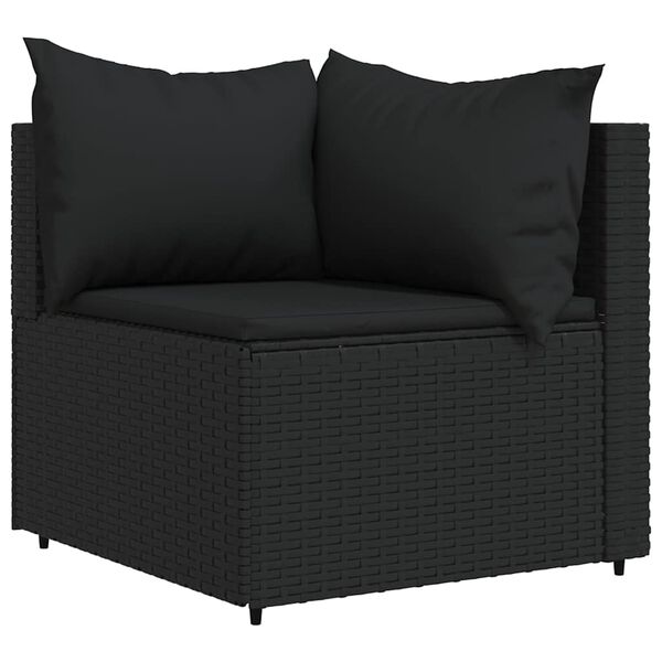 vidaXL Patio Corner Sofa Black PE rattan Standard Adjustable Feet