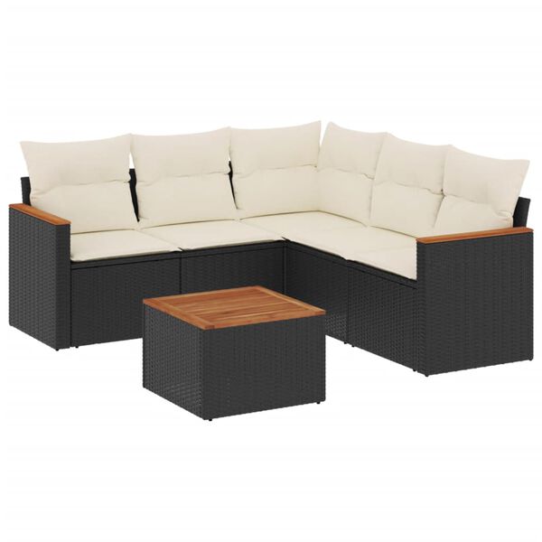 vidaXL Garden Sofa Set Black and Cream