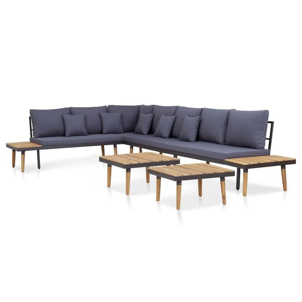 vidaXL 7-Seater Patio Lounge Set with Cushions Solid Acacia Wood