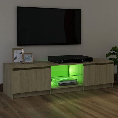 vidaXL TV Cabinet with LED Lights Sonoma Oak 47.2"x12"x14"