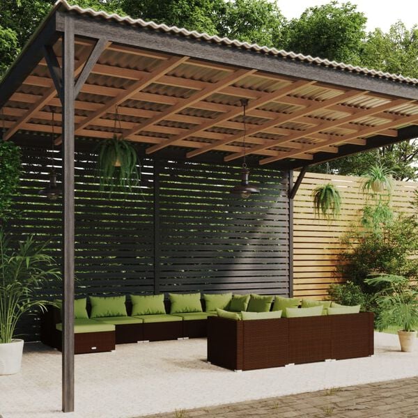 vidaXL Garden Lounge Set Brown, Green
