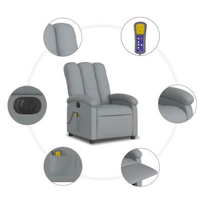 Central chair with circular insets highlighting features like pocket, remote, and lever.