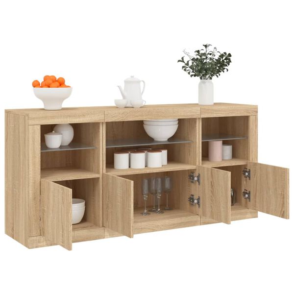 vidaXL Sideboard Sonoma oak Engineered wood, glass Medium Sideboard