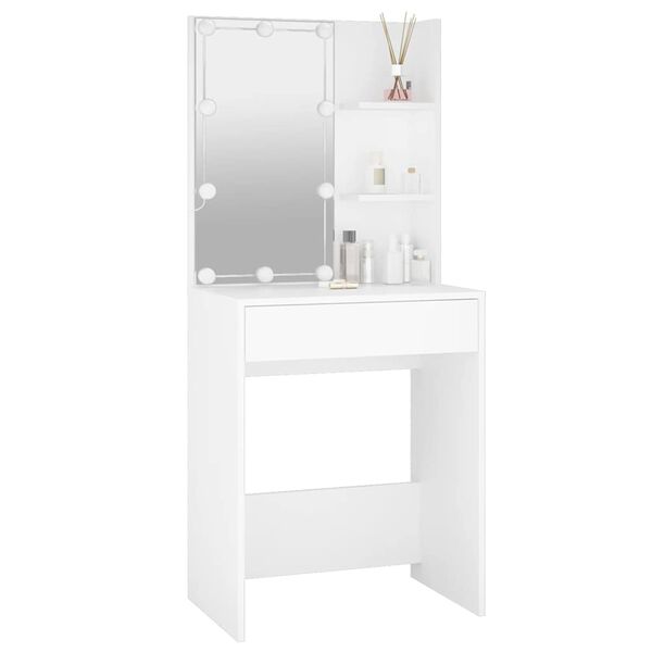 vidaXL Dressing Table White Engineered wood, acrylic 23.6x15.7x55.1 in