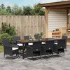 vidaXL Garden Dining Set with Cushion 9 pcs Black Poly Rattan