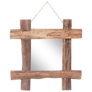 vidaXL Mirror Natural Recycled Teak Wood 19.7 x 19.7 in