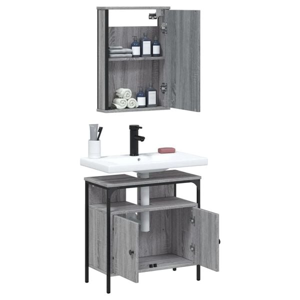 vidaXL Bathroom Furniture Set Gray Sonoma