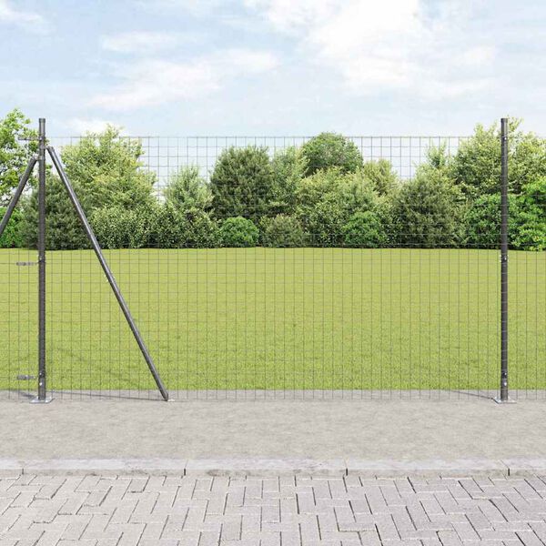 vidaXL Fence Posts Manual 7 pcs Gray Ø32mm 170 cm Galvanized steel