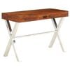 vidaXL Desk Brown top and silver legs Solid Acacia Wood, Powder-Coated Iron