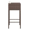 vidaXL Bar Stool Set of 2 Brown Poly rattan Medium Tough Bar Stool