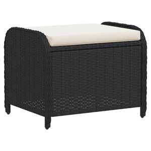 vidaXL Garden Stool Black PE rattan 22.8 x 18.1 x 18.1 in