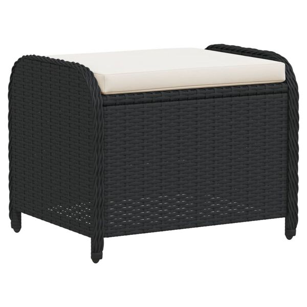 vidaXL Garden Stool Black PE rattan 22.8 x 18.1 x 18.1 in