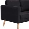 vidaXL Sofa Black Polyester, Wood 2-Seater Removable Covers Sofa