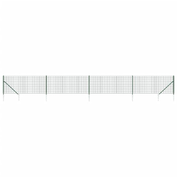vidaXL Wire Mesh Fence with Spike Anchors Green 3.6&lsquo;x32.8&lsquo;