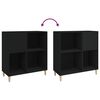 vidaXL Record Cabinet Black Engineered wood, solid eucalyptus wood Medium