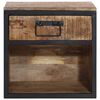 vidaXL Bedside Cabinet Natural wood, black Solid mango wood, iron Small