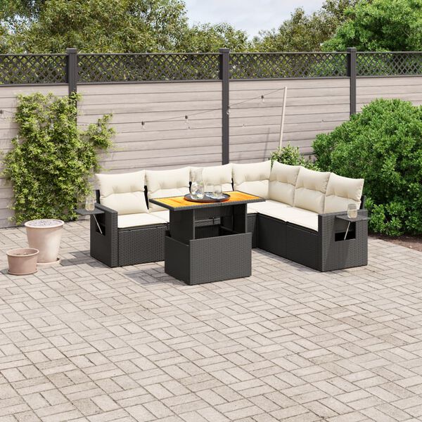 vidaXL Garden Sofa Set Black, Cream white