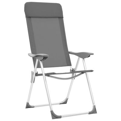 vidaXL Folding Camping Chairs 4 pcs Gray Aluminum