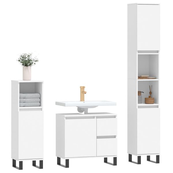 vidaXL Bathroom Furniture Set White Engineered wood, Iron Set