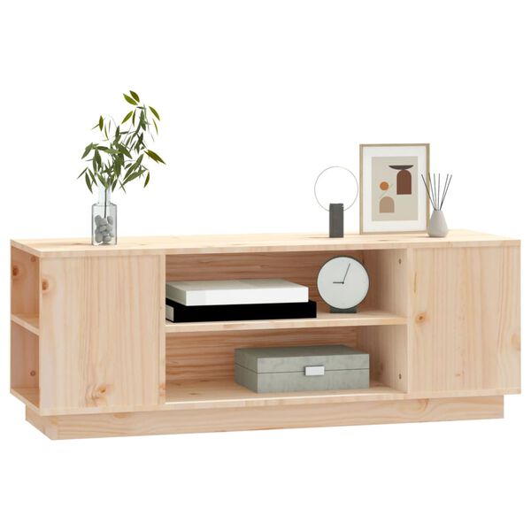 vidaXL TV Cabinet Natural Wood Solid Pine Wood Medium TV Cabinet