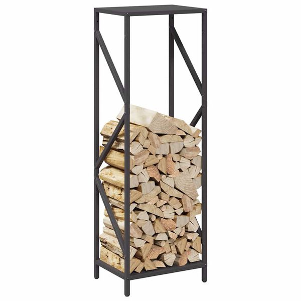 vidaXL Firewood Rack Black 13.4x9.8x39.4" Cold-rolled steel