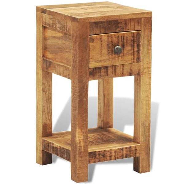 vidaXL Side Table Natural Wood Solid Mango Wood Compact Square