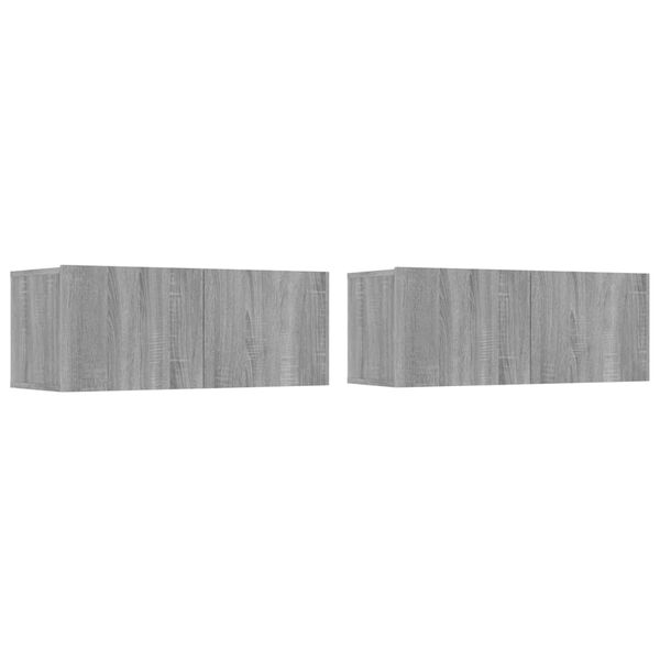vidaXL TV Cabinet Set of 2 Grey Sonoma Engineered wood Drop-Down