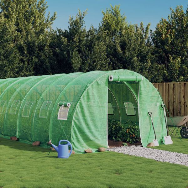 vidaXL Greenhouse Green Polyethylene, Galvanized Steel 581.3 sq ft