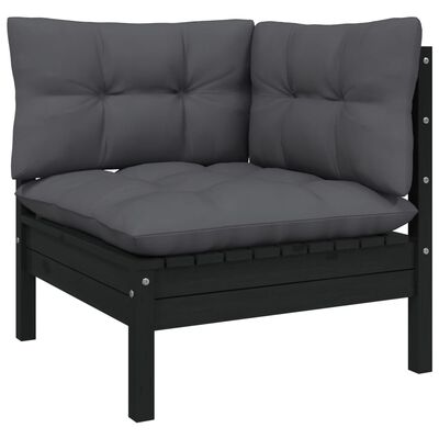 vidaXL 4 Piece Patio Lounge Set with Anthracite Cushions Pinewood