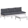 vidaXL Garden Lounge Set White and Anthracite Solid pinewood, fabric