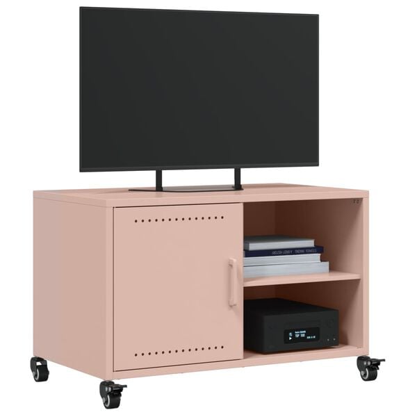 vidaXL TV Cabinet Pink Cold-rolled Steel Medium Storage TV Cabinet