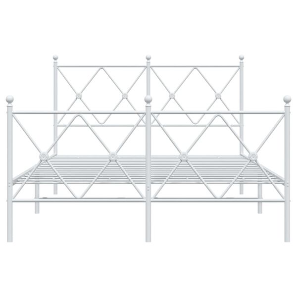 vidaXL Bed Frame White Steel Standard Double Bed Frame Rectangular