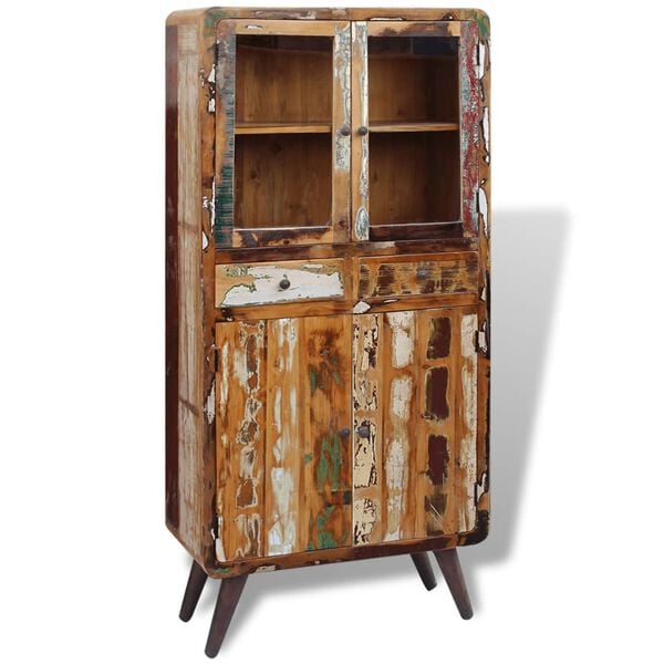 vidaXL China Cabinet Multicolor Reclaimed wood Large China Cabinet