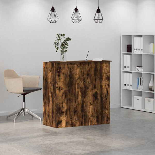 vidaXL Reception Desk Smoked Oak Engineered Wood Medium Reception Desk