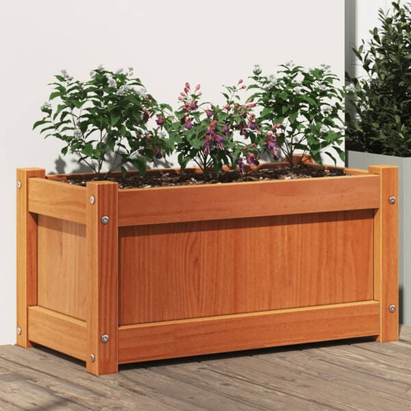 vidaXL Garden Planter Wax brown Solid pine wood Medium Decorative Inlays