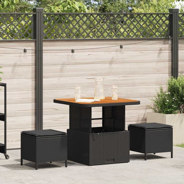 vidaXL Garden Dining Set Black Poly rattan