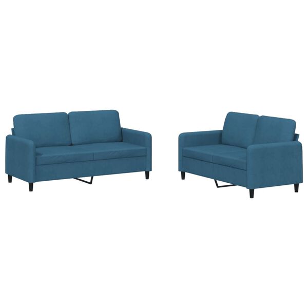 vidaXL Sofa Set Blue Velvet (100% polyester), metal, textilene, plywood