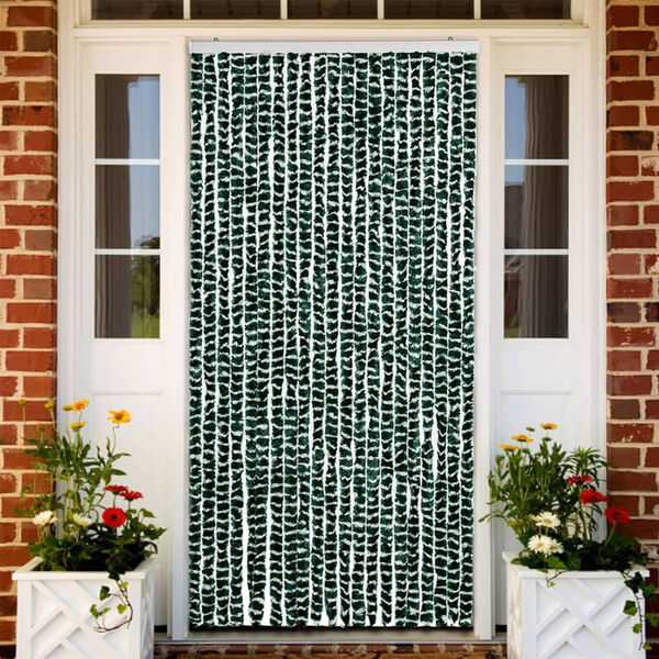 vidaXL Insect Curtain Green and White 35.4x86.6" Chenille